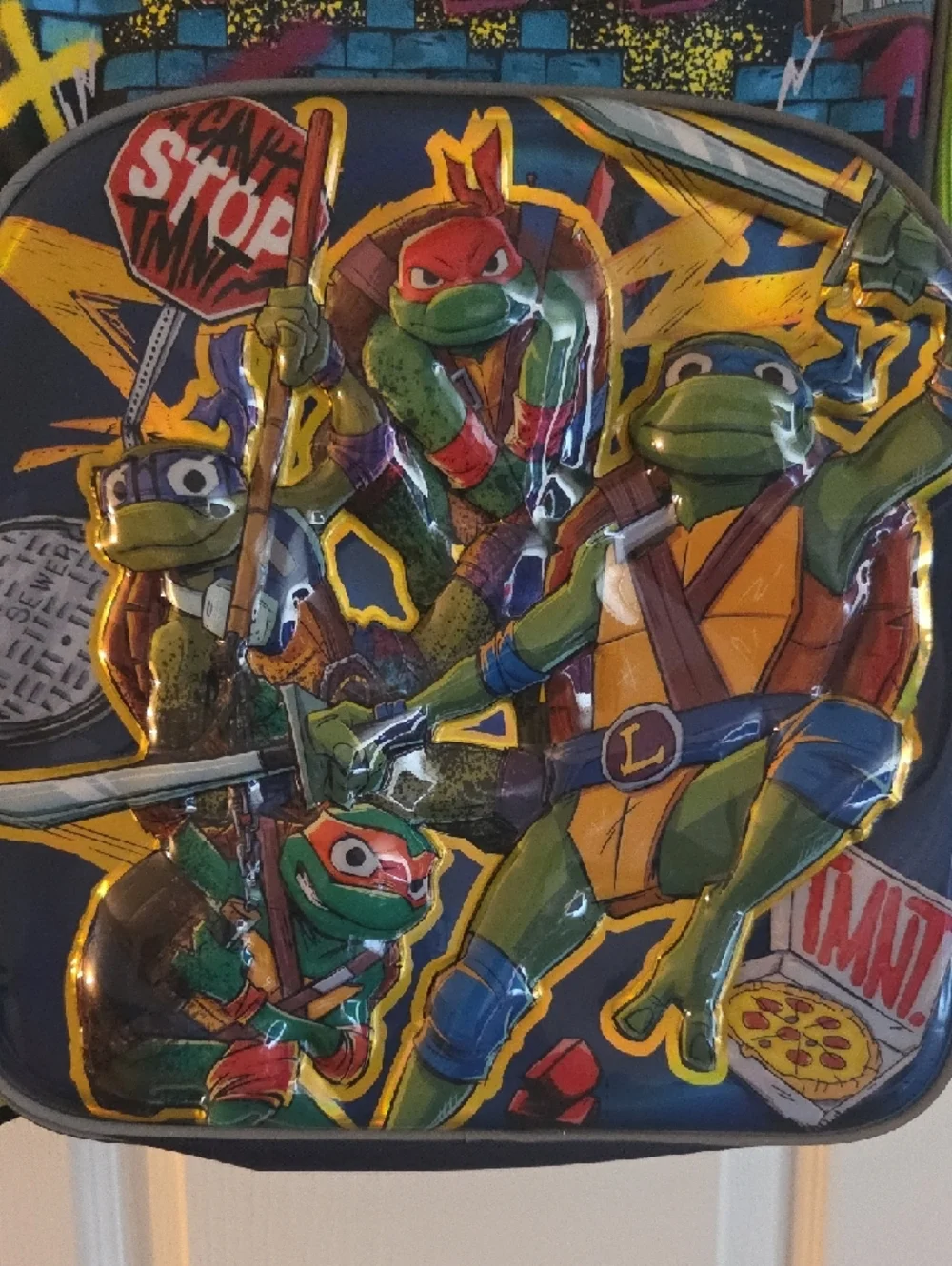 Nickelodeon TMNT Kids Backpack in Navy Blue & Lime Green